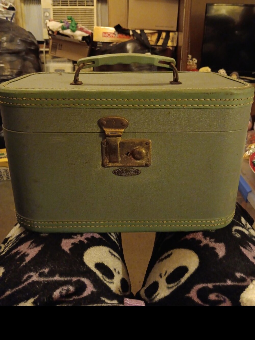 50s-60s-70s Green Train Case luggage bag